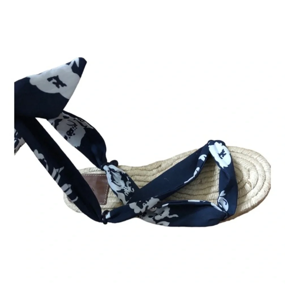 Polo Ralph Lauren made in spain blue floral ankle tie espadrilles‎ flats size 9B